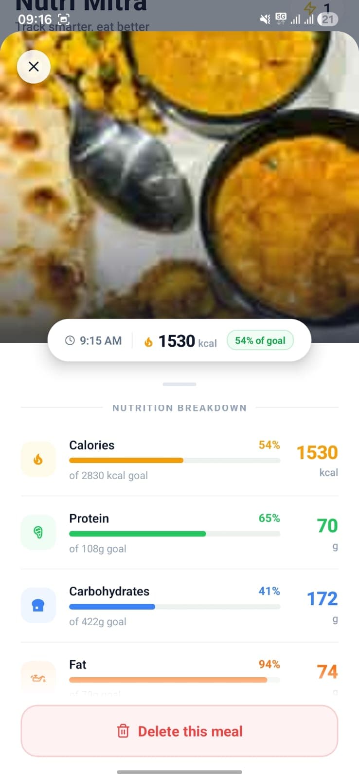 Meal capture flow